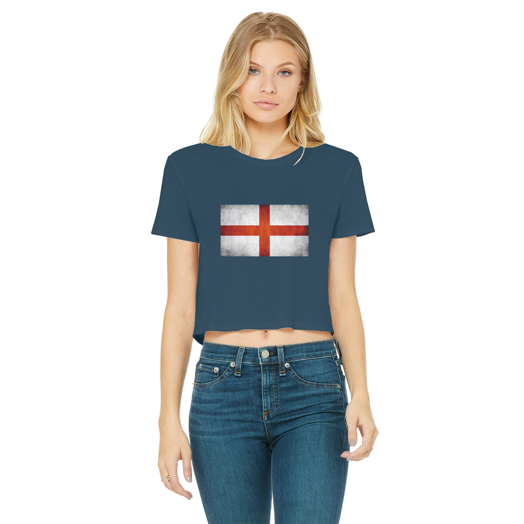 England Classic Women's Cropped Raw Edge T-Shirt