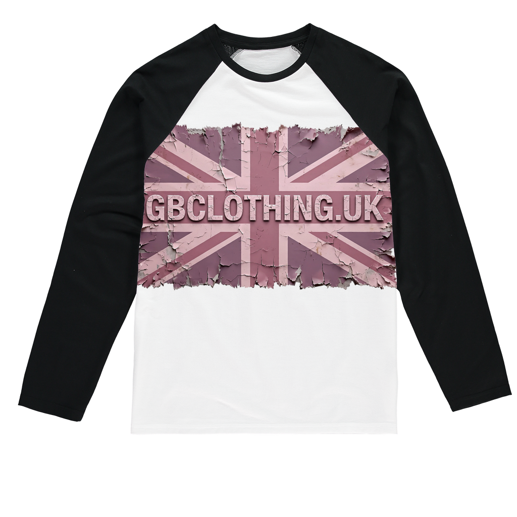 Distressed Pink Sublimation Baseball Long Sleeve T-Shirt