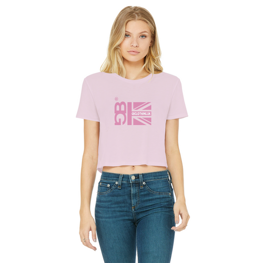 Pink Flag Classic Women's Cropped Raw Edge T-Shirt