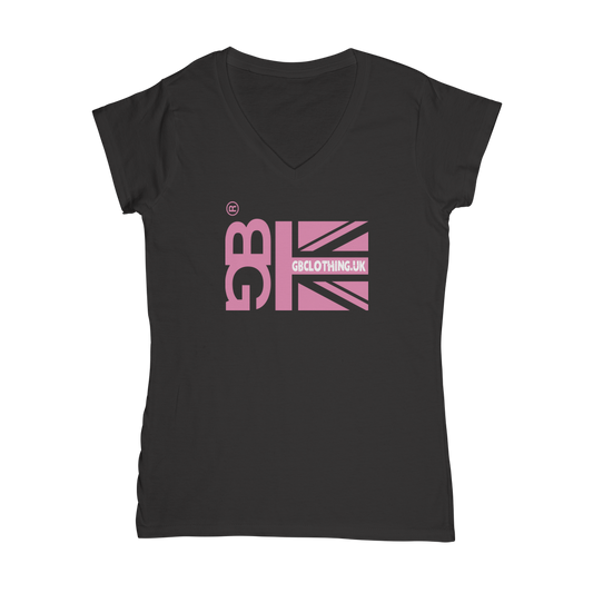 Pink Flag Classic Women's V-Neck T-Shirt