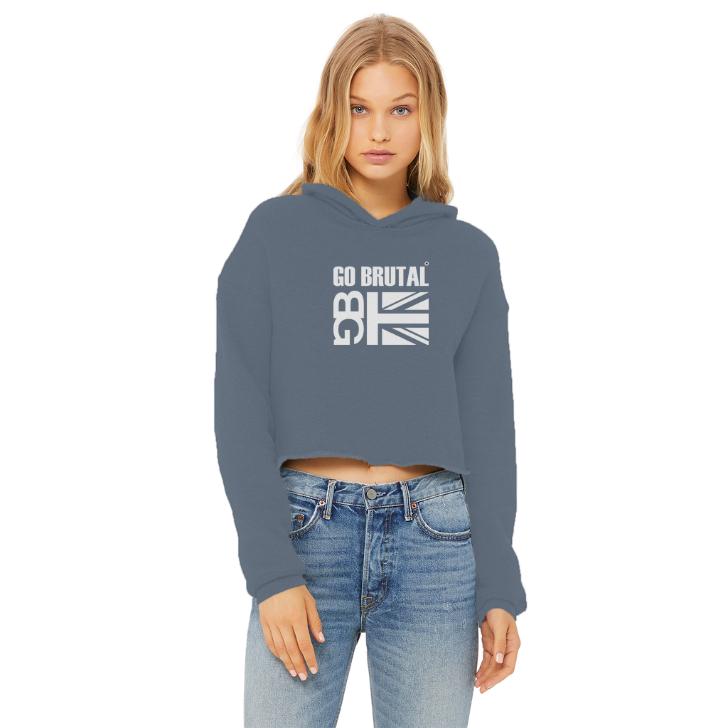 Go Brutal Ladies Cropped Raw Edge Hoodie