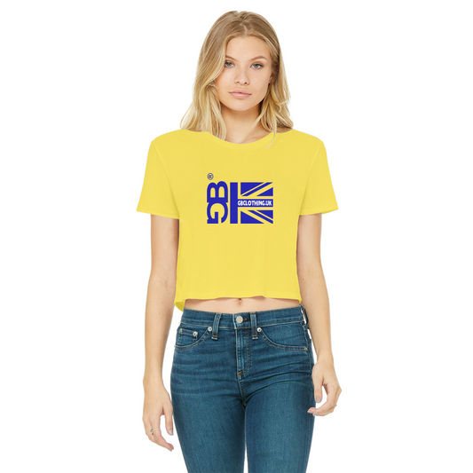 Blue Flag Classic Women's Cropped Raw Edge T-Shirt
