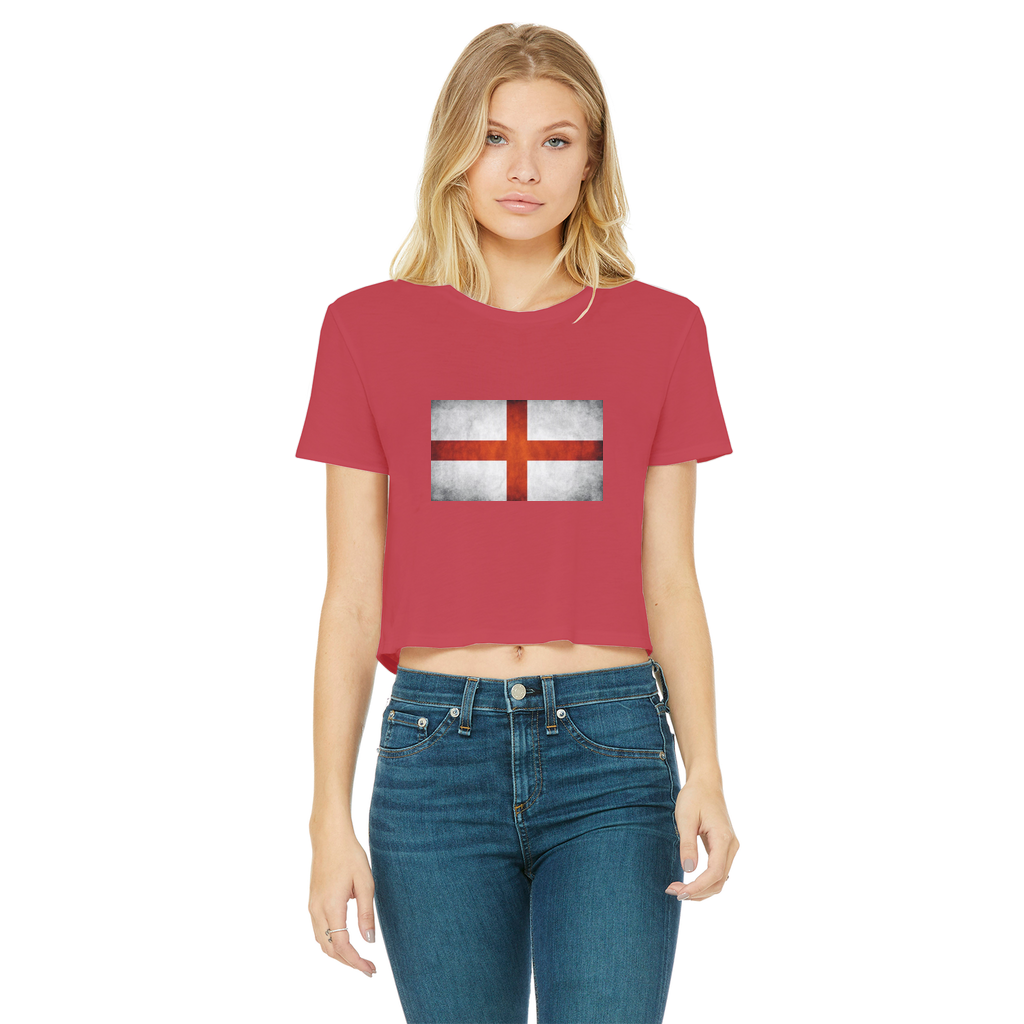 England Classic Women's Cropped Raw Edge T-Shirt