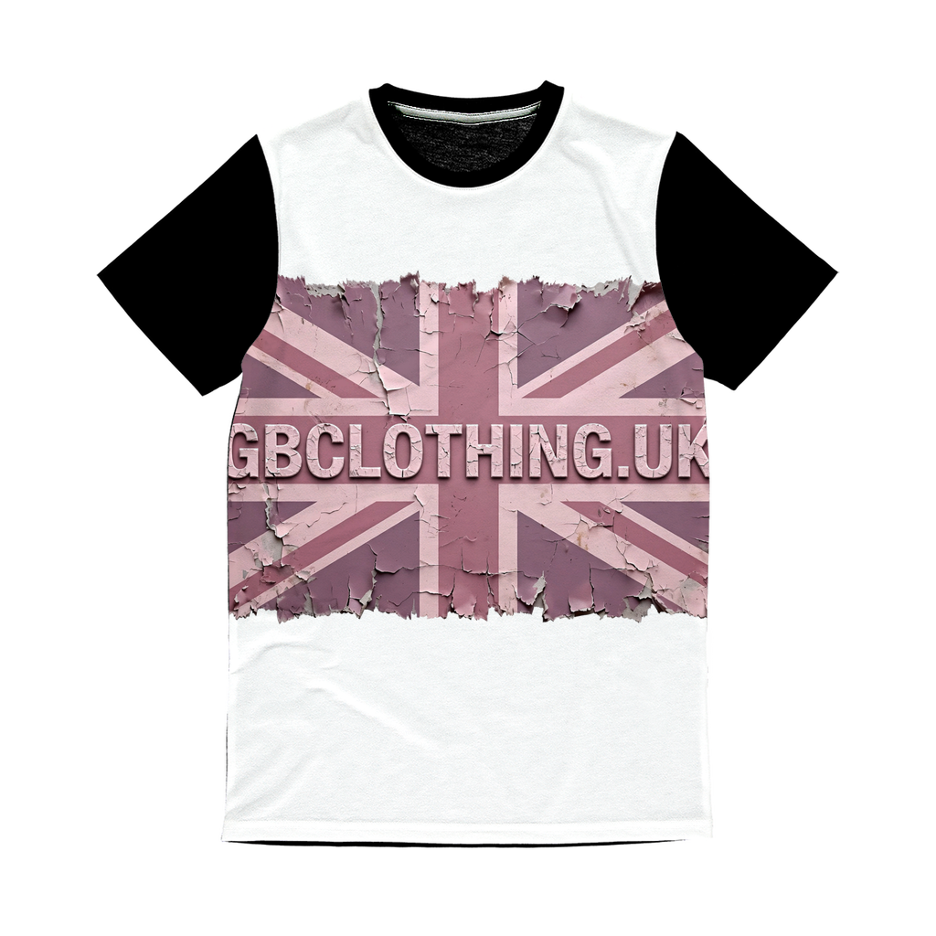 Distressed Pink Classic Sublimation Panel T-Shirt