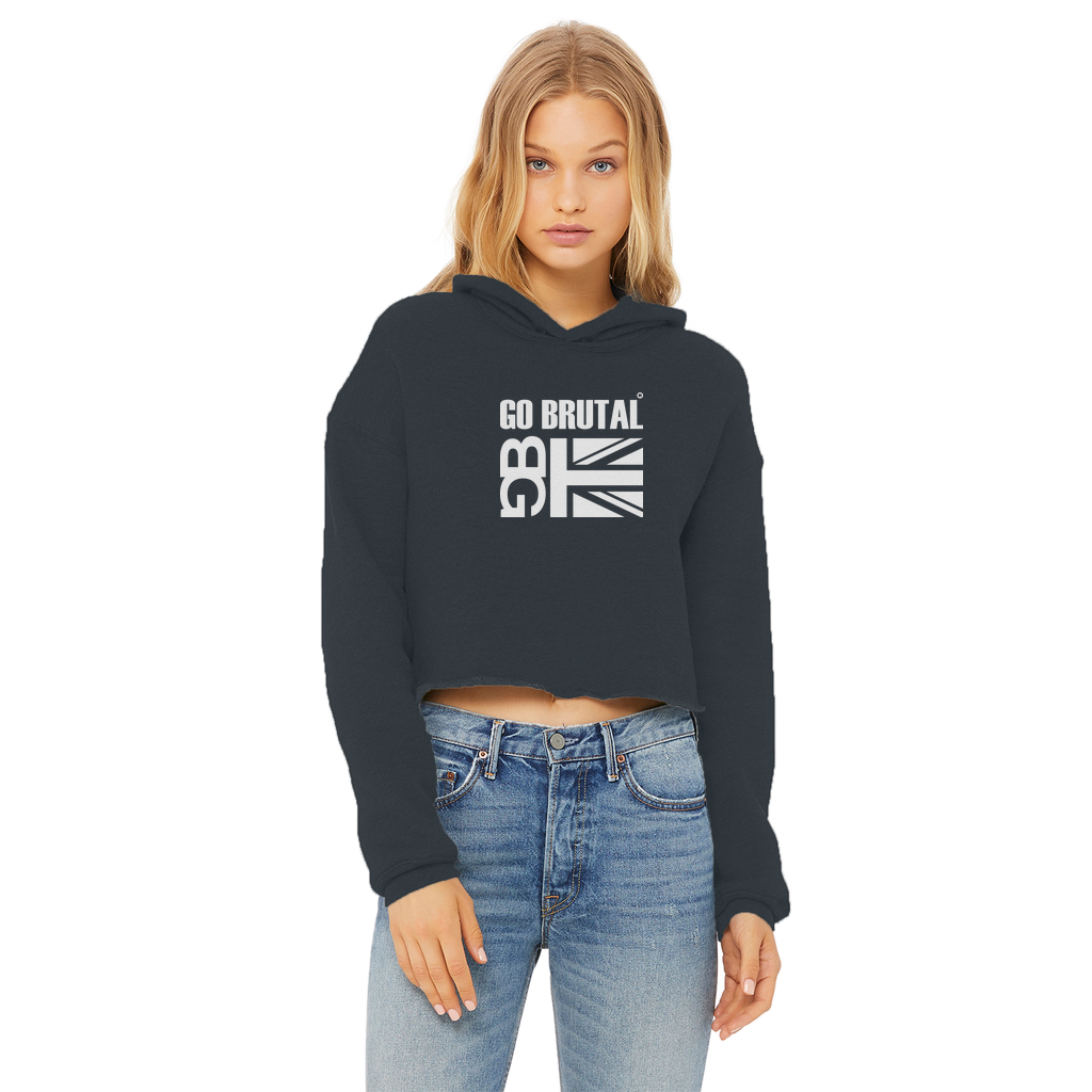 Go Brutal Ladies Cropped Raw Edge Hoodie