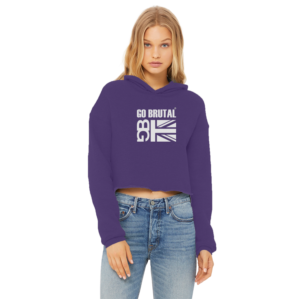 Go Brutal Ladies Cropped Raw Edge Hoodie
