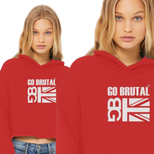 Go Brutal Ladies Cropped Raw Edge Hoodie