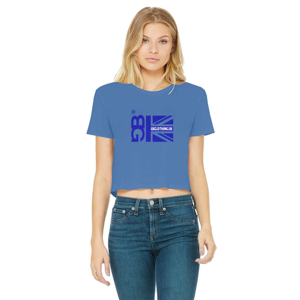 Blue Flag Classic Women's Cropped Raw Edge T-Shirt