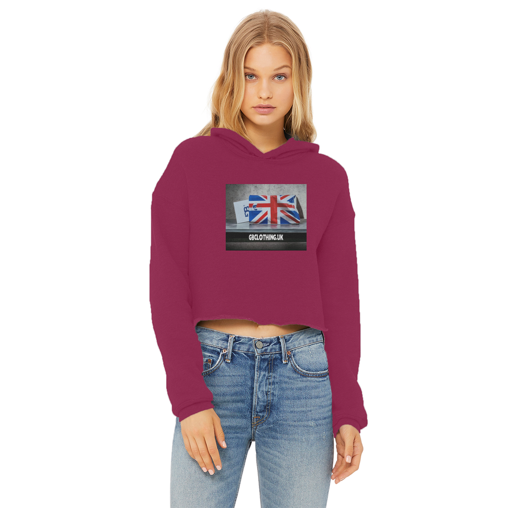 Ladies Cropped Raw Edge Hoodie