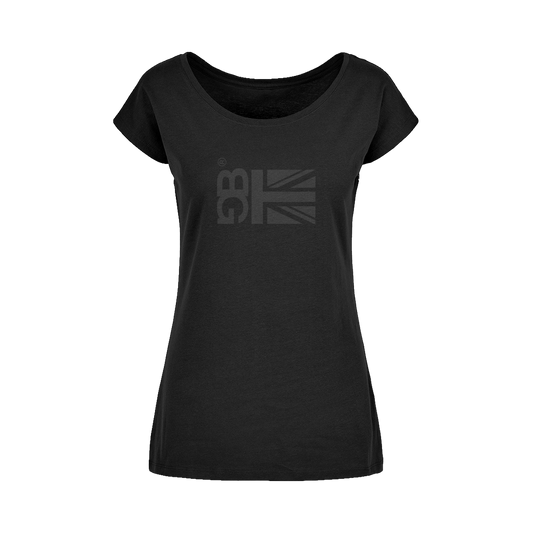 All Black Wide Neck Womens T-Shirt XS-5XL