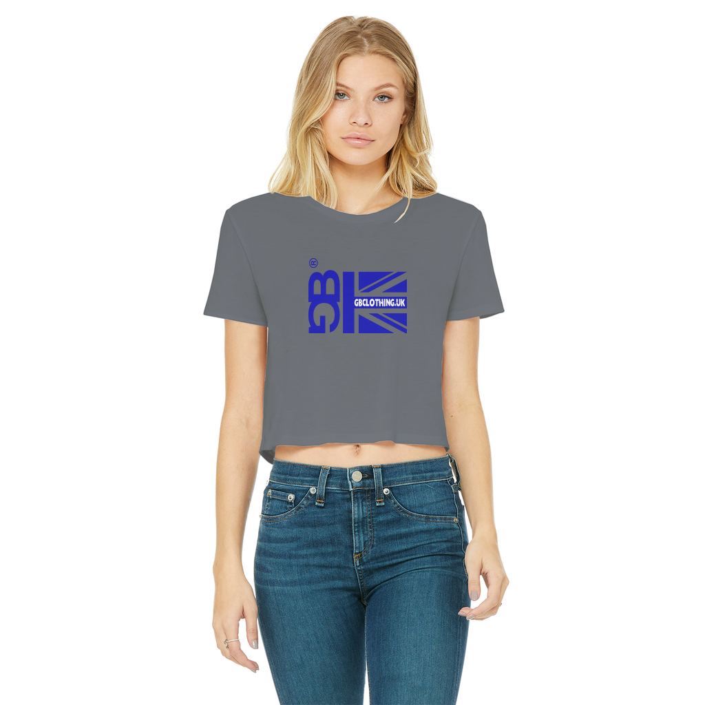Blue Flag Classic Women's Cropped Raw Edge T-Shirt