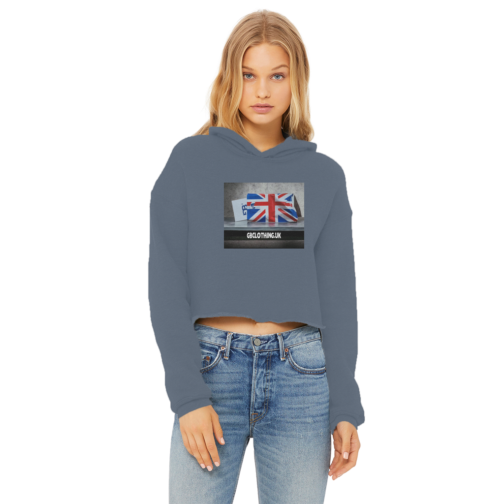 Ladies Cropped Raw Edge Hoodie