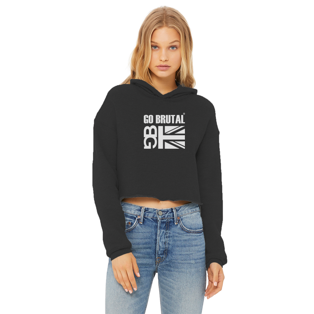 Go Brutal Ladies Cropped Raw Edge Hoodie