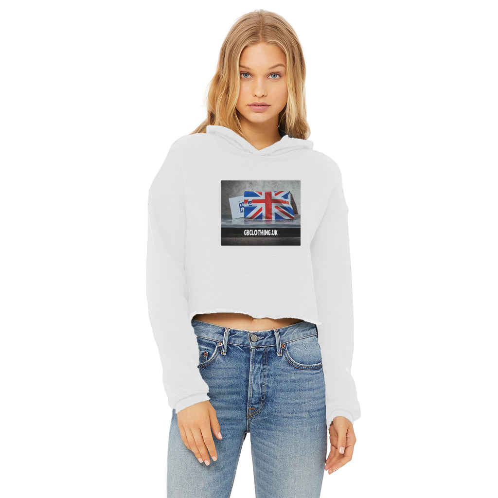 Ladies Cropped Raw Edge Hoodie
