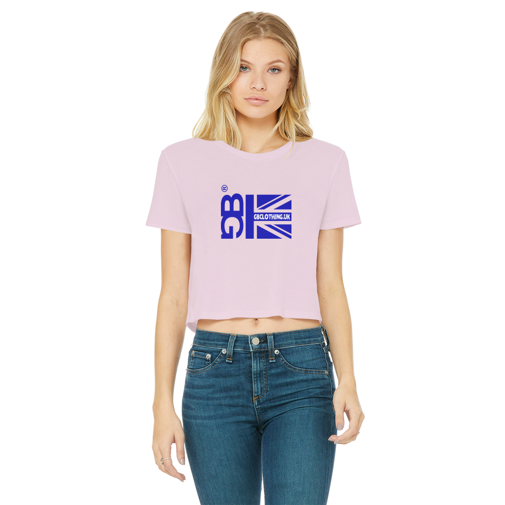 Blue Flag Classic Women's Cropped Raw Edge T-Shirt