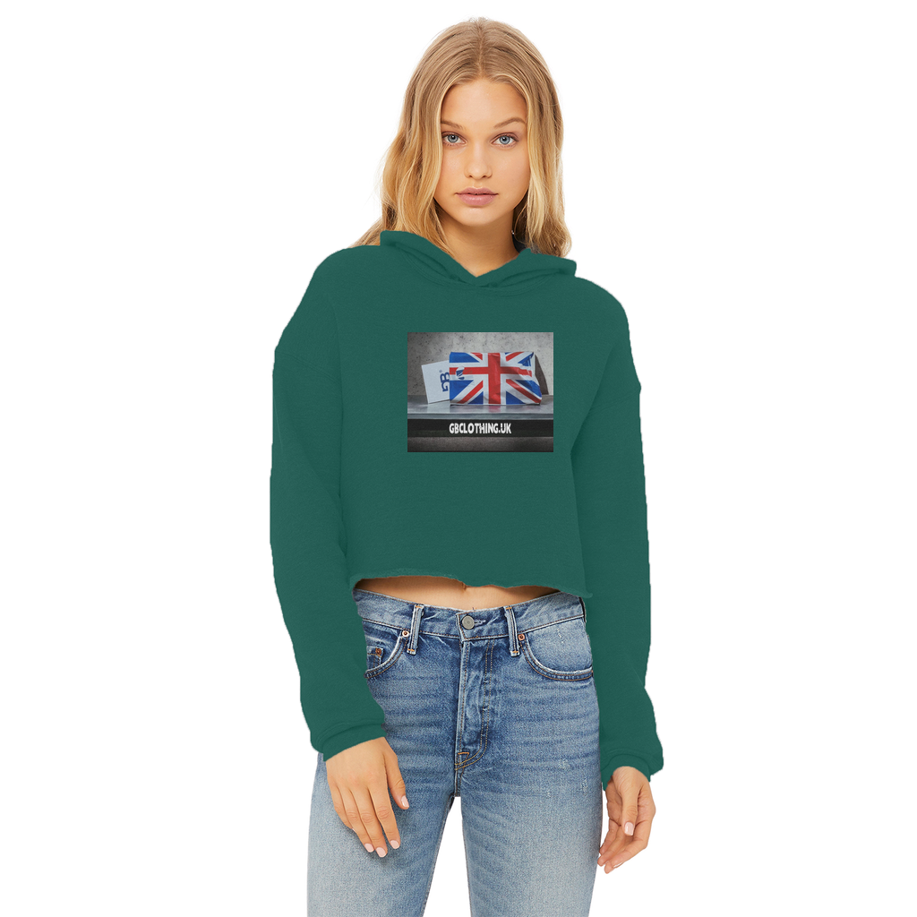 Ladies Cropped Raw Edge Hoodie