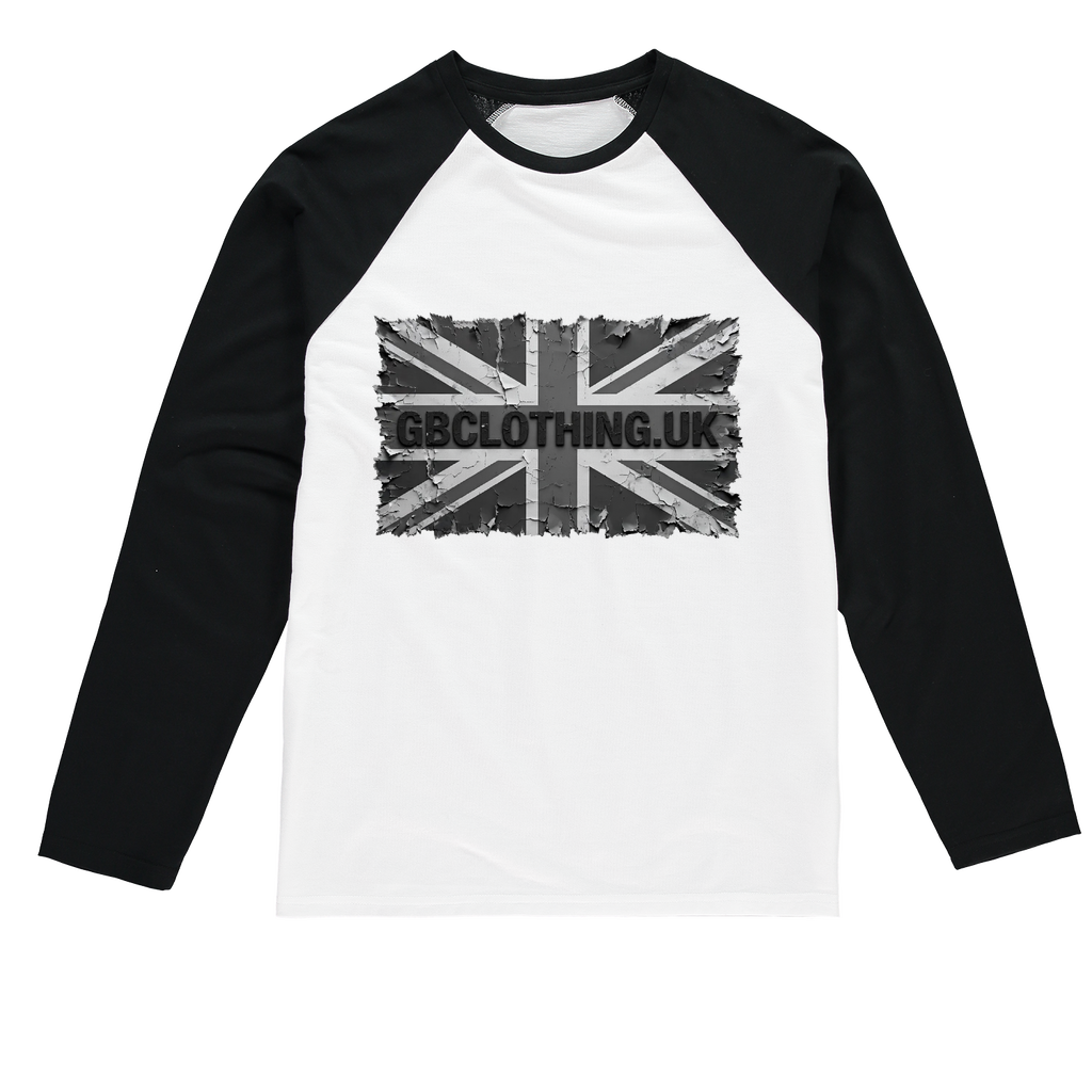 Distressed Black Flag Sublimation Baseball Long Sleeve T-Shirt