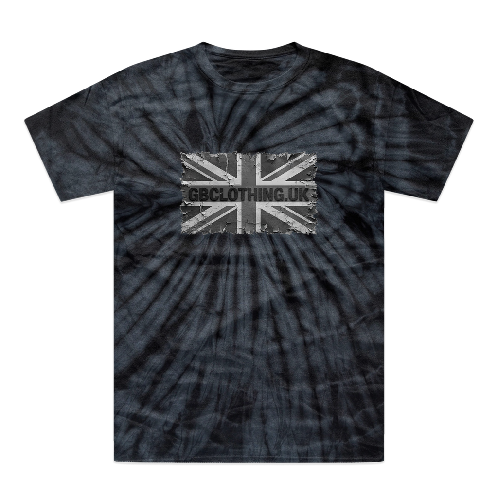 Distressed Black Flag Tonal Spider Tie-Dye T-Shirt