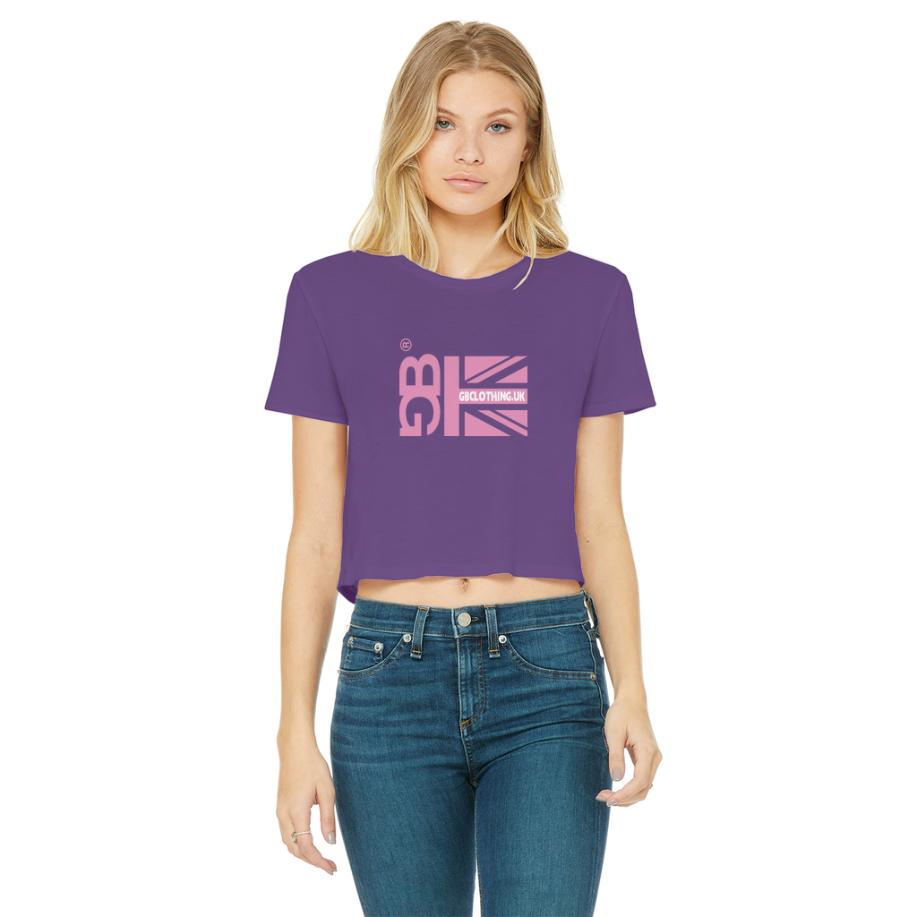 Pink Flag Classic Women's Cropped Raw Edge T-Shirt