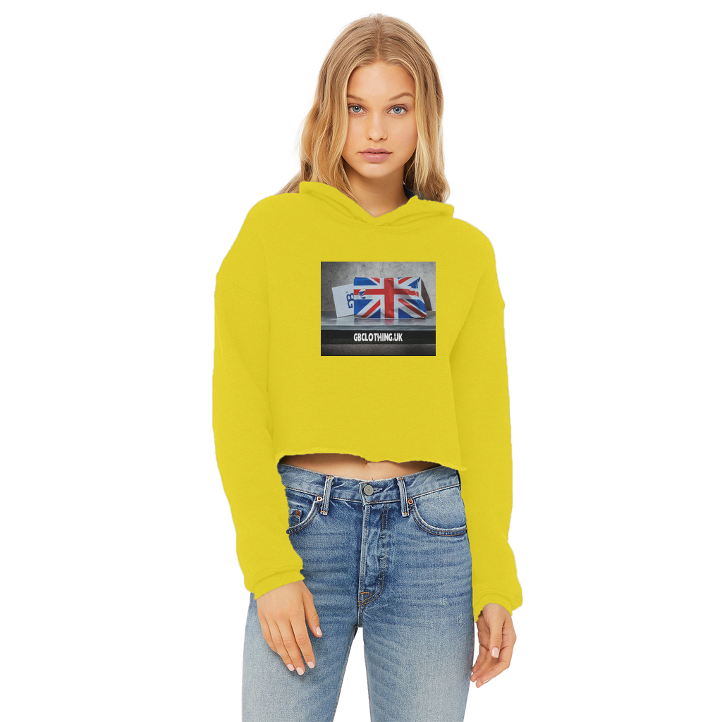 Ladies Cropped Raw Edge Hoodie