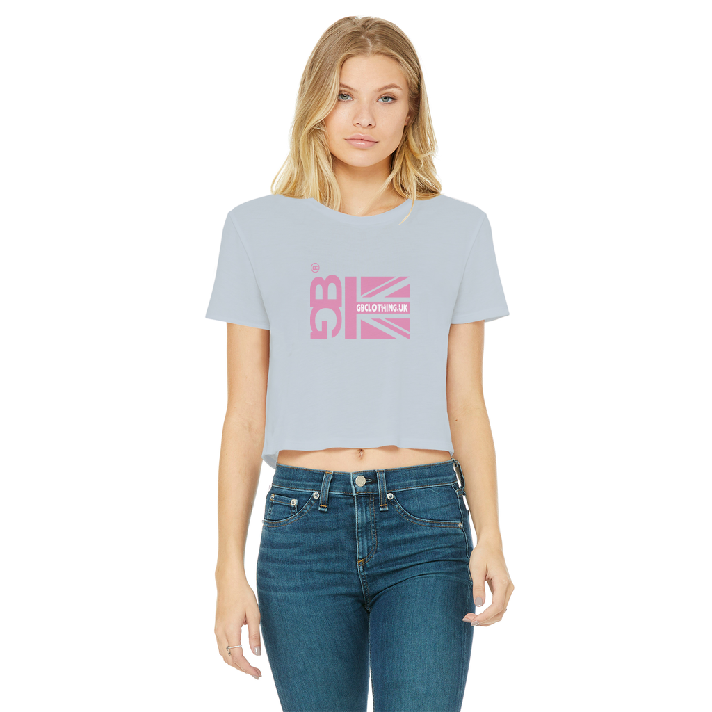 Pink Flag Classic Women's Cropped Raw Edge T-Shirt