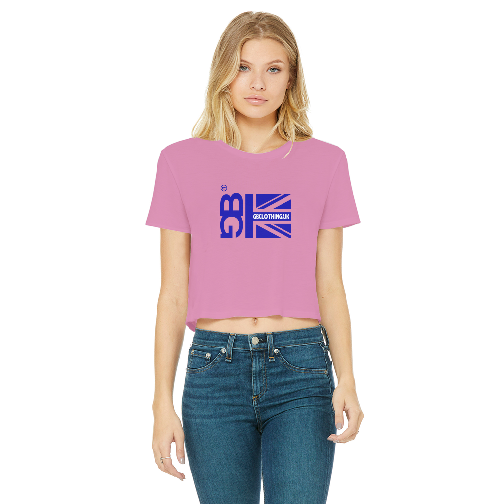 Blue Flag Classic Women's Cropped Raw Edge T-Shirt