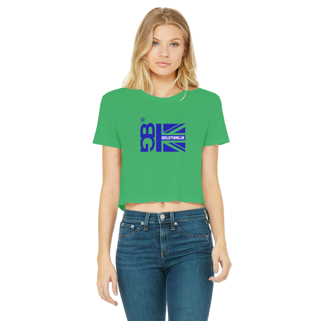 Blue Flag Classic Women's Cropped Raw Edge T-Shirt