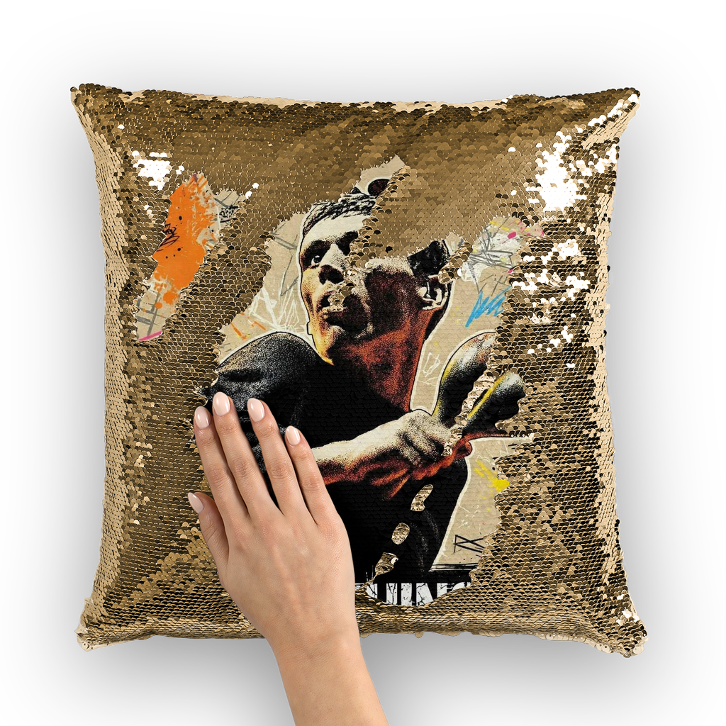 GB Legends - Bez Sequin Cushion Cover