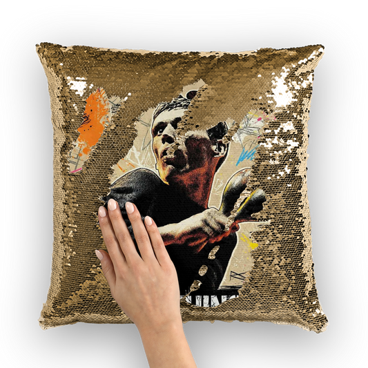 GB Legends - Bez Sequin Cushion Cover