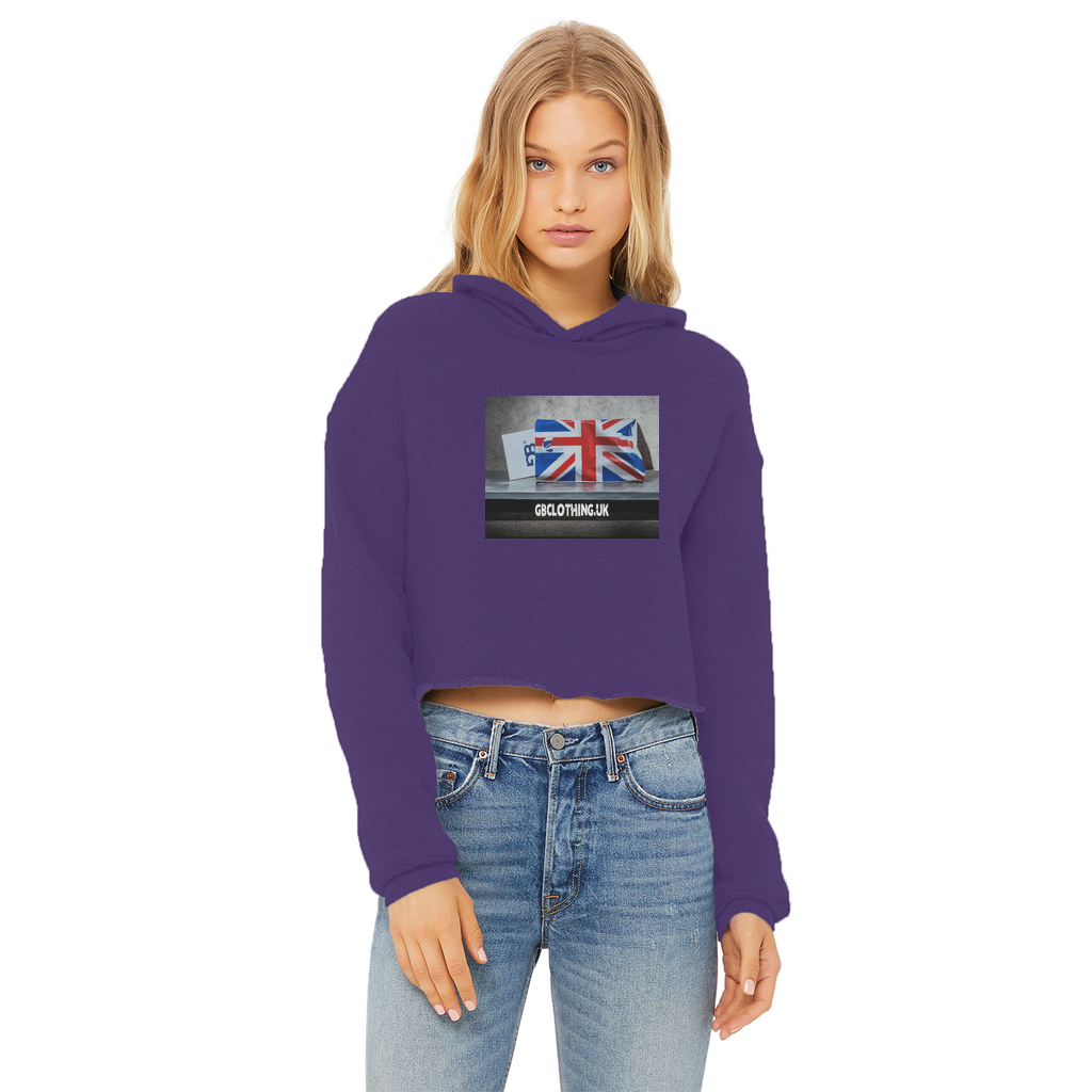 Ladies Cropped Raw Edge Hoodie