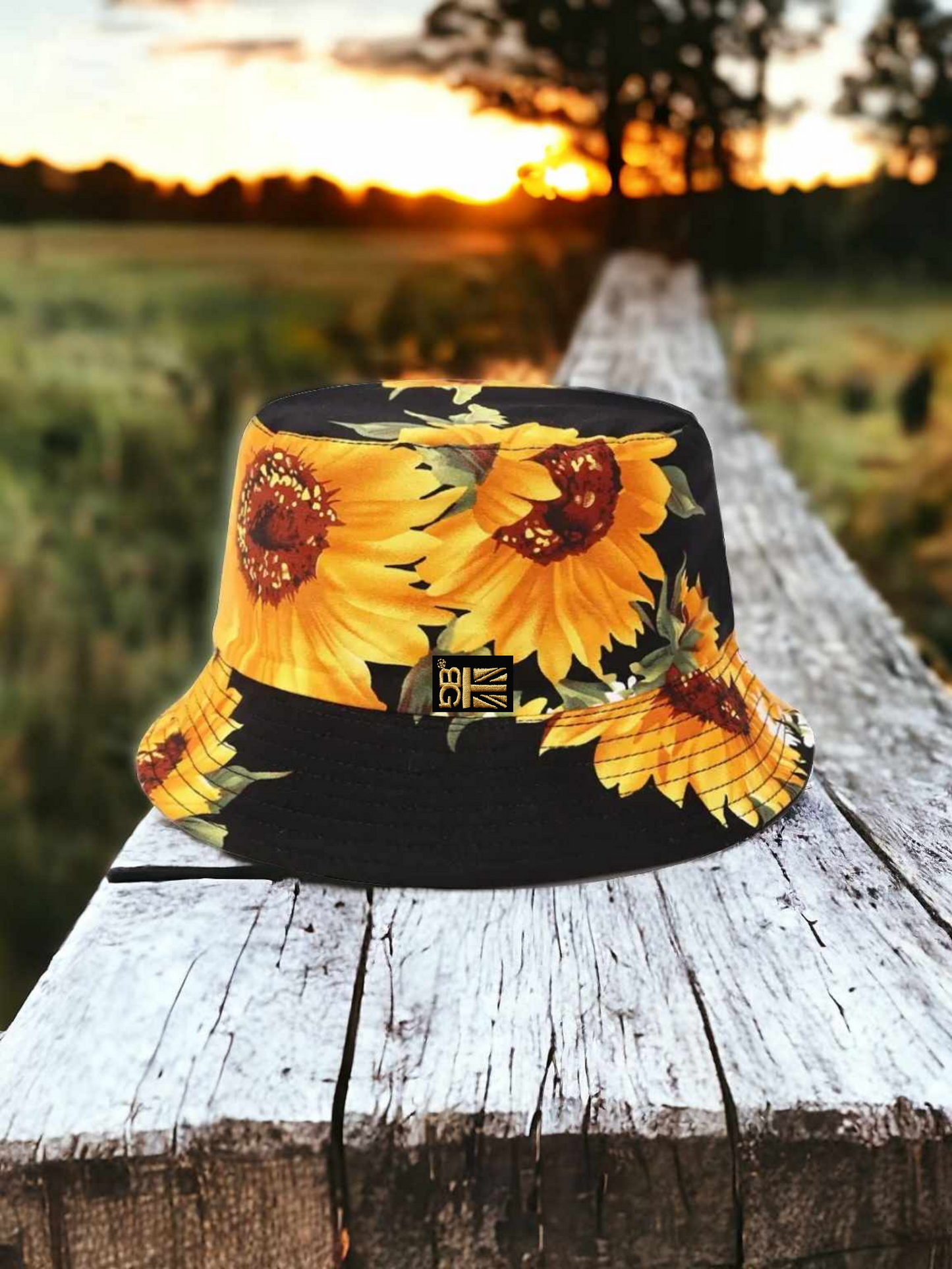 Sunflower Print Reversible Bucket Hat