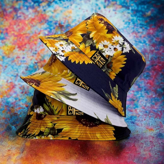 Sunflower Print Reversible Bucket Hat
