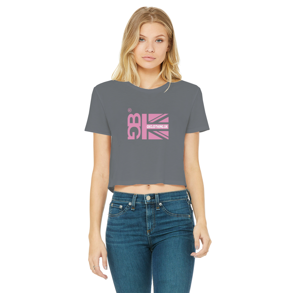 Pink Flag Classic Women's Cropped Raw Edge T-Shirt