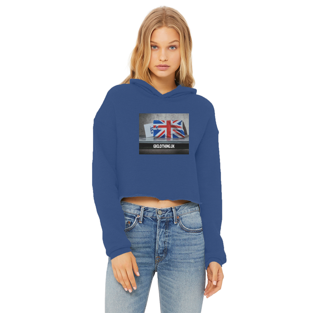 Ladies Cropped Raw Edge Hoodie