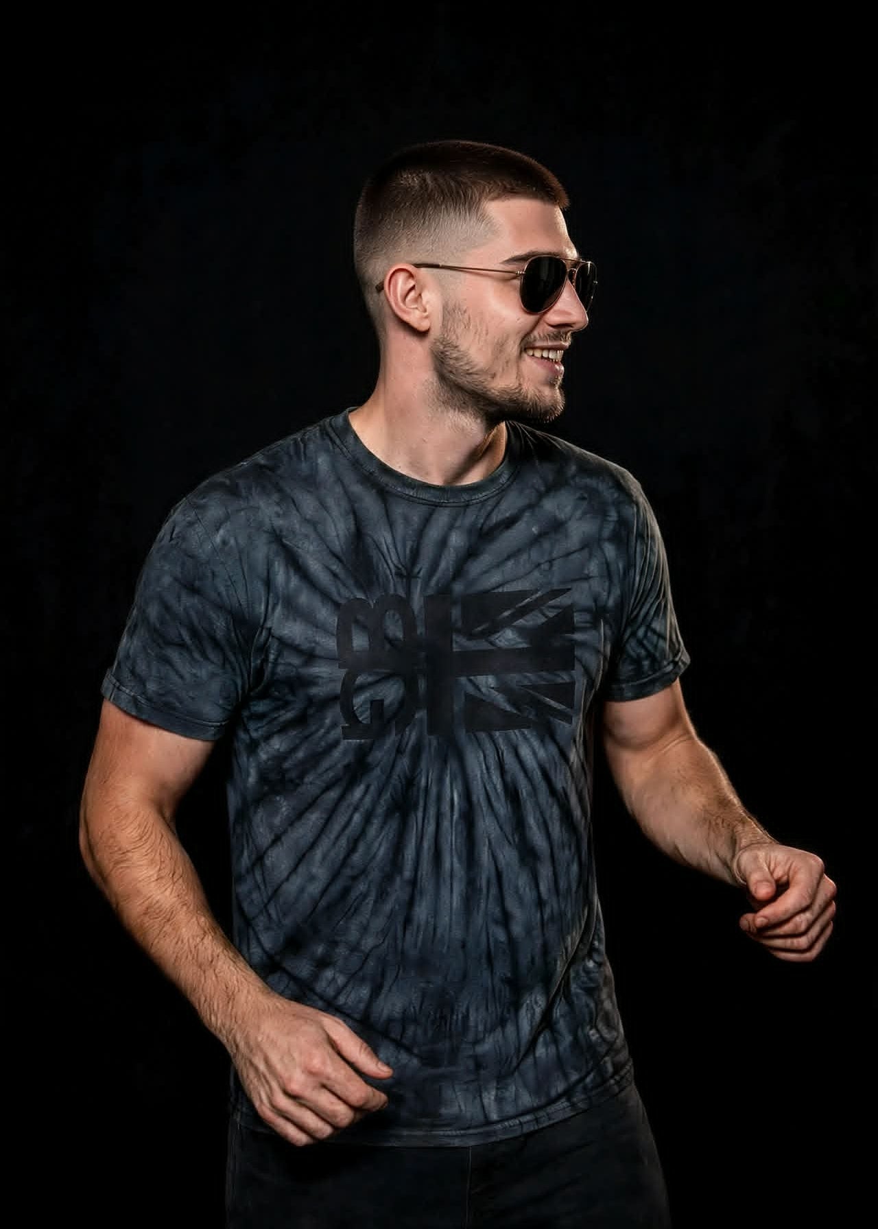 All Black Tonal Spider Tie-Dye T-Shirt