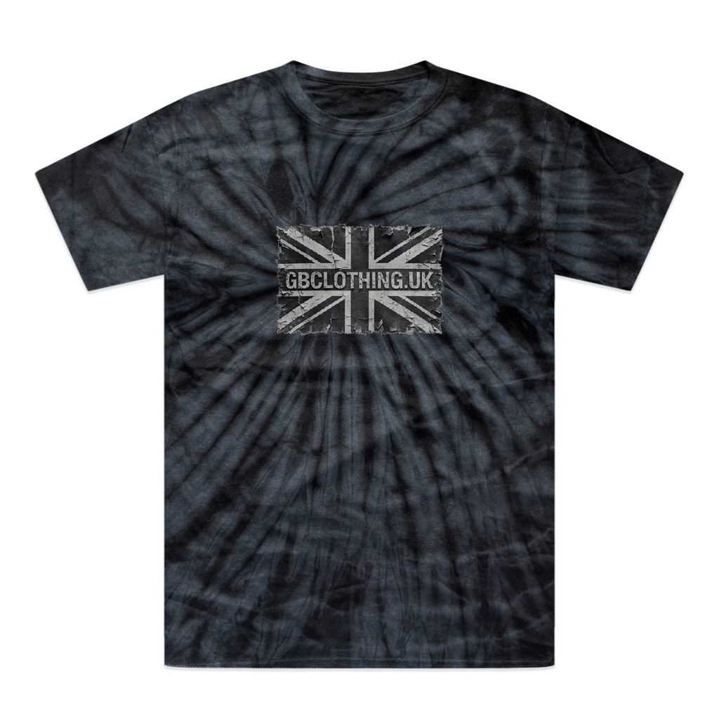 Distressed Black Flag Tonal Spider Tie-Dye T-Shirt