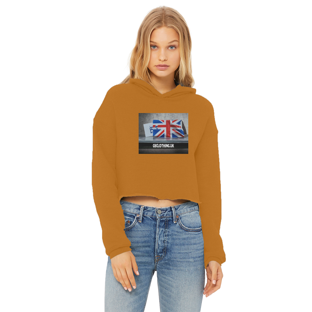 Ladies Cropped Raw Edge Hoodie