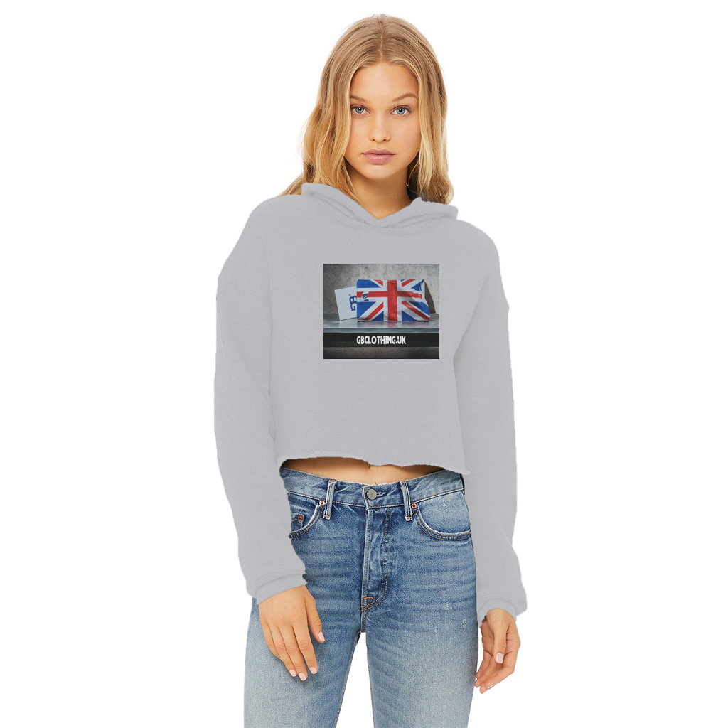 Ladies Cropped Raw Edge Hoodie