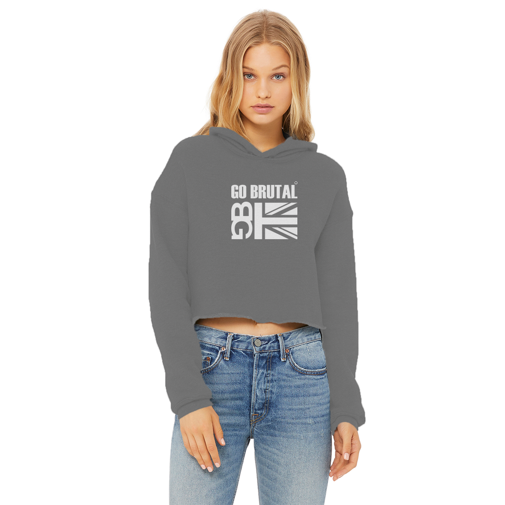 Go Brutal Ladies Cropped Raw Edge Hoodie