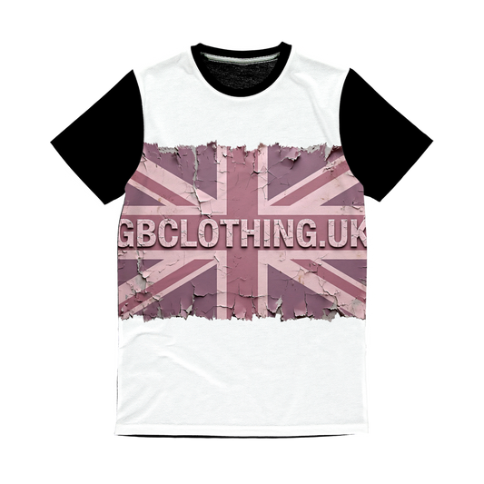 Distressed Pink Classic Sublimation Panel T-Shirt