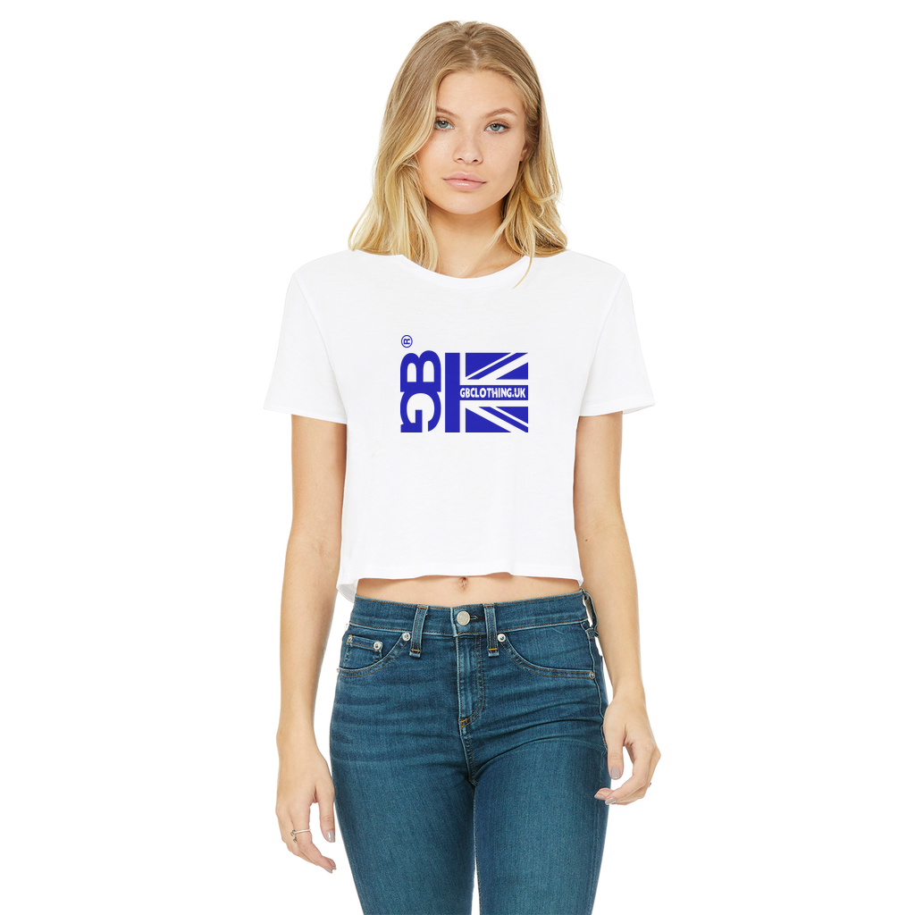 Blue Flag Classic Women's Cropped Raw Edge T-Shirt