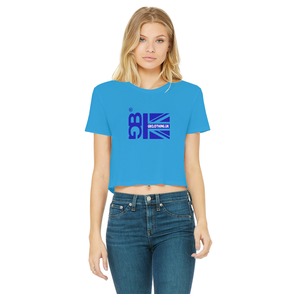 Blue Flag Classic Women's Cropped Raw Edge T-Shirt