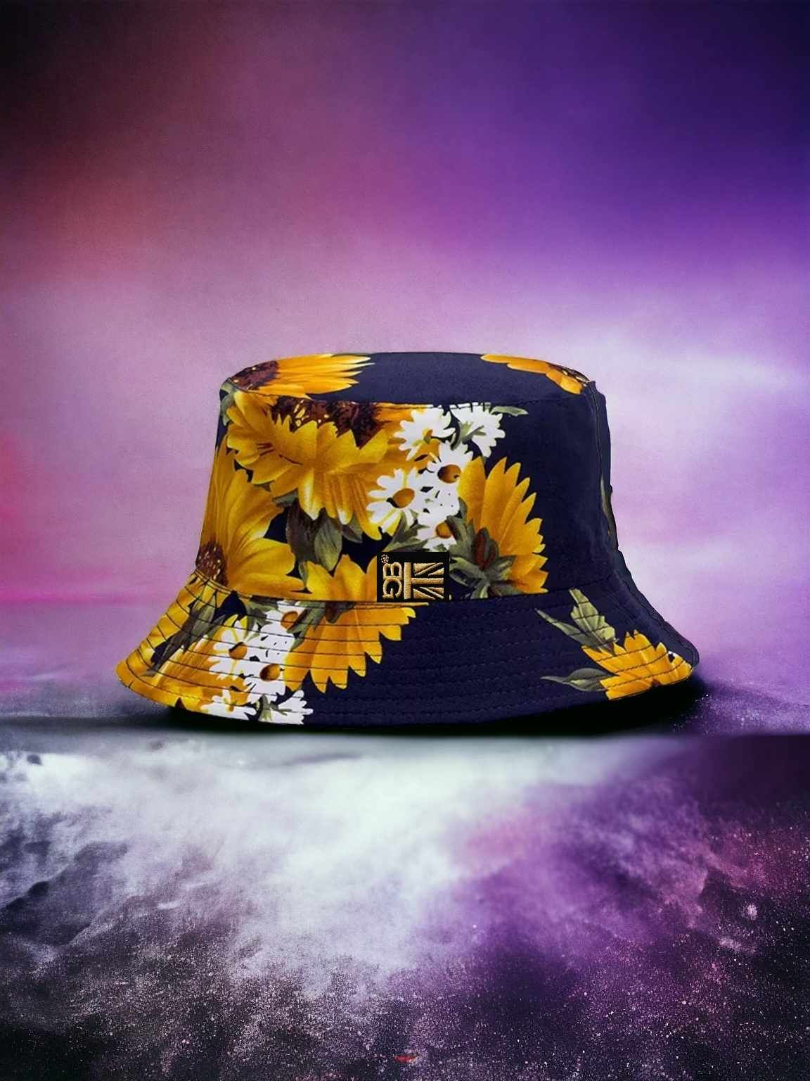 Sunflower Print Reversible Bucket Hat