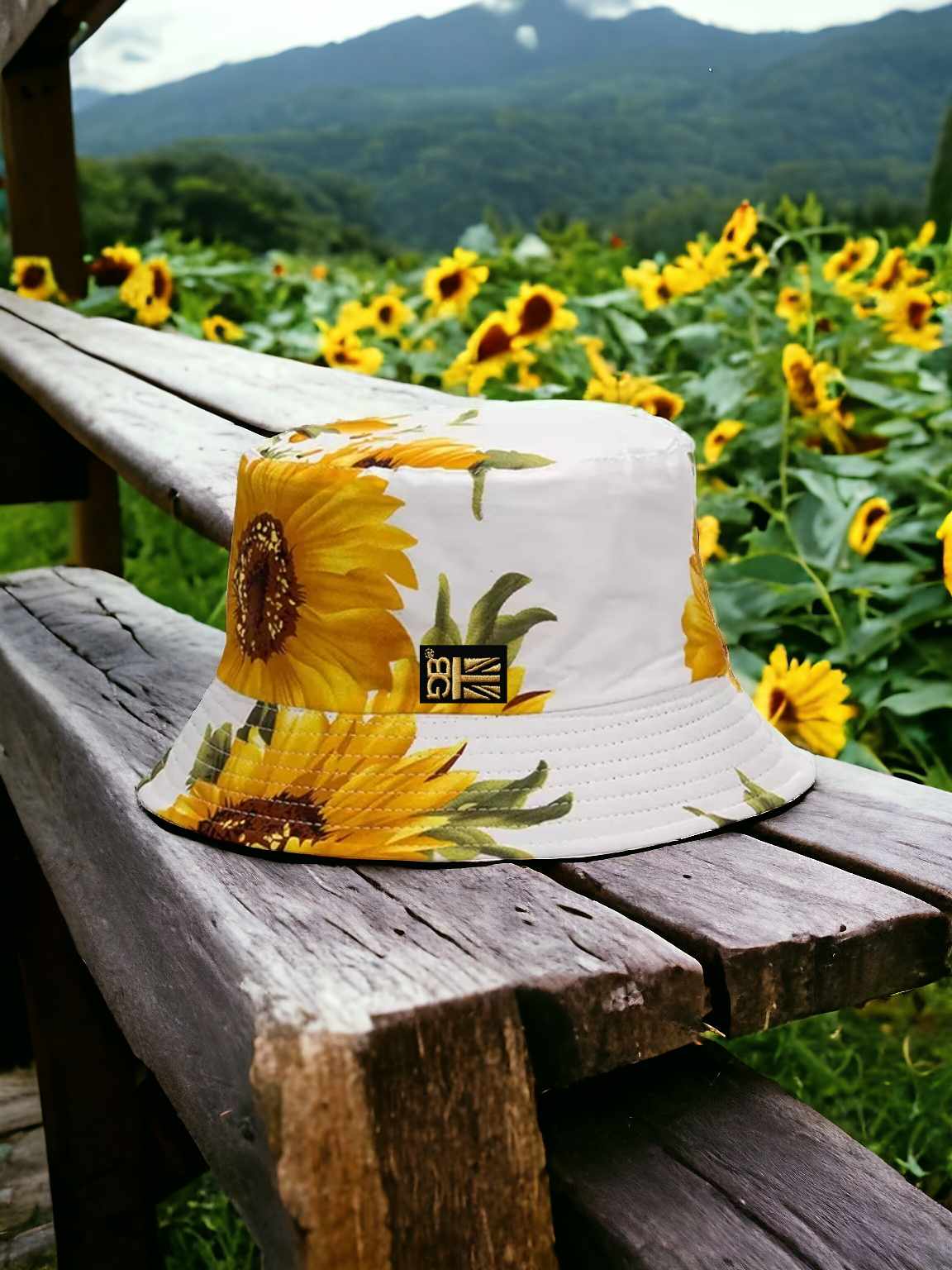 Sunflower Print Reversible Bucket Hat